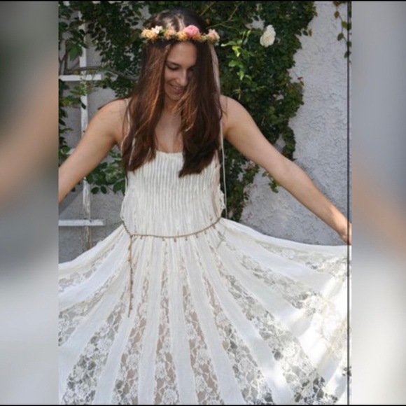 Free People cream pleated lace Hailee midi dress - Picture 10 of 15